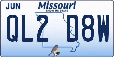 MO license plate QL2D8W