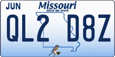 MO license plate QL2D8Z