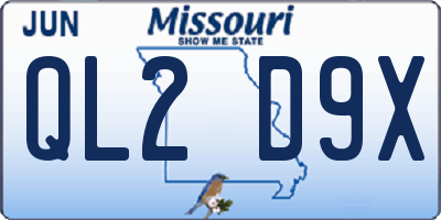 MO license plate QL2D9X