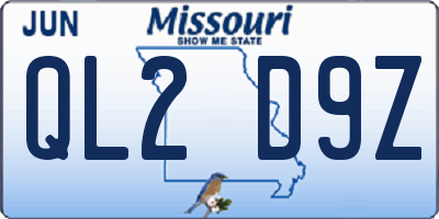 MO license plate QL2D9Z