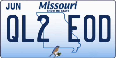 MO license plate QL2E0D