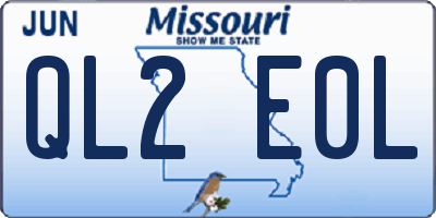 MO license plate QL2E0L