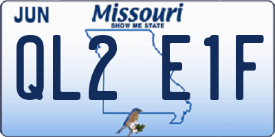 MO license plate QL2E1F