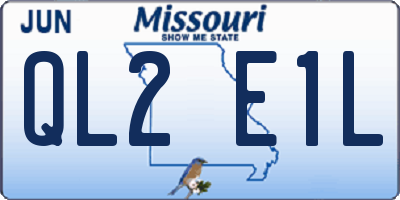MO license plate QL2E1L