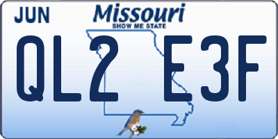 MO license plate QL2E3F