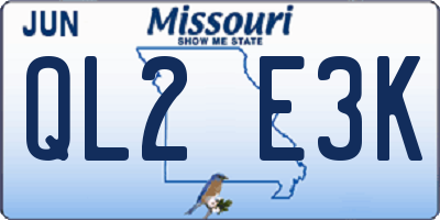 MO license plate QL2E3K