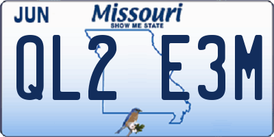 MO license plate QL2E3M