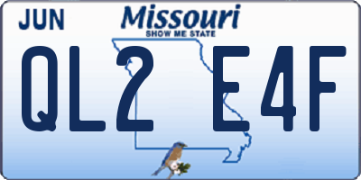MO license plate QL2E4F