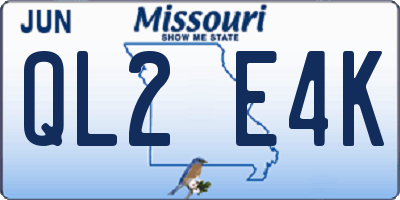 MO license plate QL2E4K