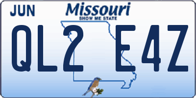 MO license plate QL2E4Z