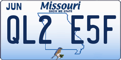 MO license plate QL2E5F