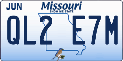 MO license plate QL2E7M