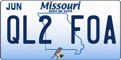 MO license plate QL2F0A