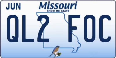 MO license plate QL2F0C