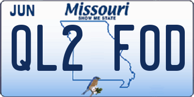 MO license plate QL2F0D