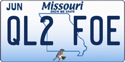 MO license plate QL2F0E