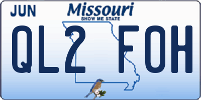 MO license plate QL2F0H