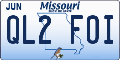 MO license plate QL2F0I