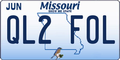 MO license plate QL2F0L