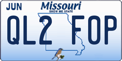 MO license plate QL2F0P