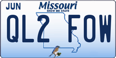 MO license plate QL2F0W