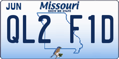 MO license plate QL2F1D
