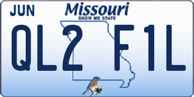 MO license plate QL2F1L