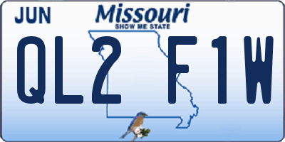 MO license plate QL2F1W