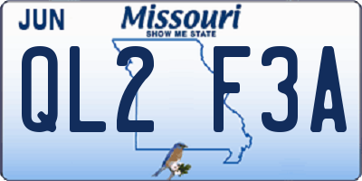 MO license plate QL2F3A