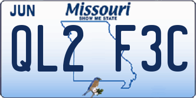 MO license plate QL2F3C