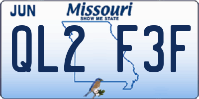 MO license plate QL2F3F
