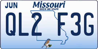 MO license plate QL2F3G
