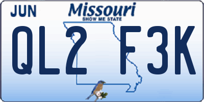 MO license plate QL2F3K
