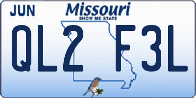 MO license plate QL2F3L