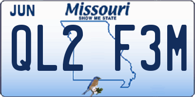 MO license plate QL2F3M