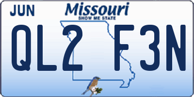 MO license plate QL2F3N