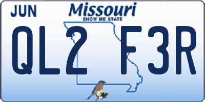 MO license plate QL2F3R