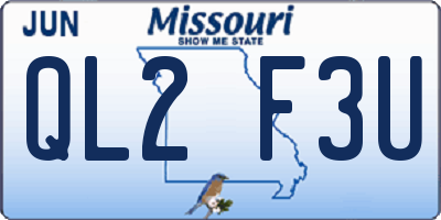 MO license plate QL2F3U