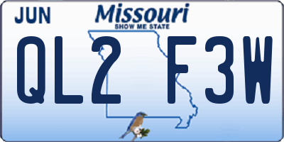MO license plate QL2F3W