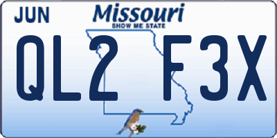 MO license plate QL2F3X