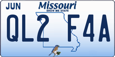 MO license plate QL2F4A