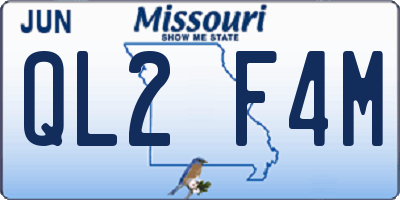MO license plate QL2F4M