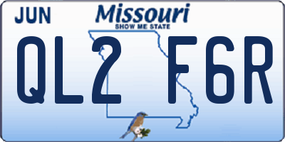 MO license plate QL2F6R