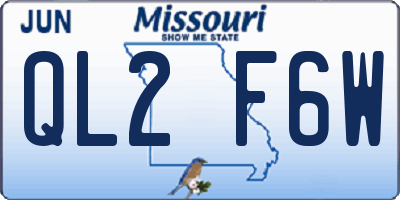 MO license plate QL2F6W