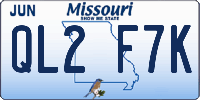 MO license plate QL2F7K