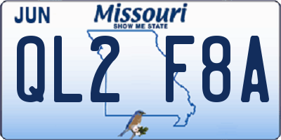 MO license plate QL2F8A