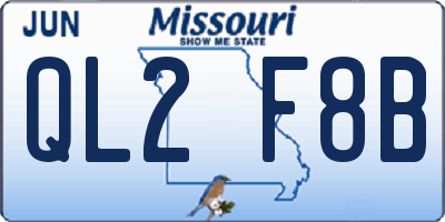 MO license plate QL2F8B