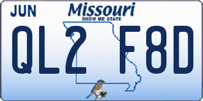 MO license plate QL2F8D