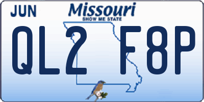 MO license plate QL2F8P