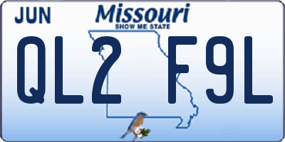 MO license plate QL2F9L